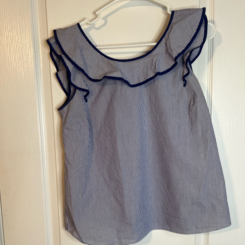 Crown and Ivy Blue and White Striped Top, XS.